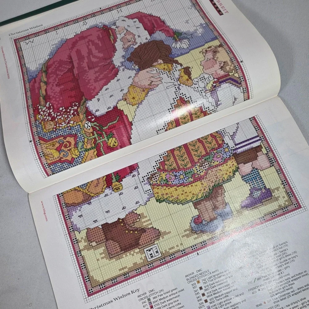 2002 Better Homes Gardens Cross Stitch Christmas Mary Engelbreit Santa OOP Craft